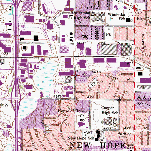 Topographic Map of Northwest Church of Christ, MN