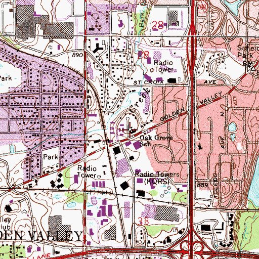 Topographic Map of Oak Grove Church, MN