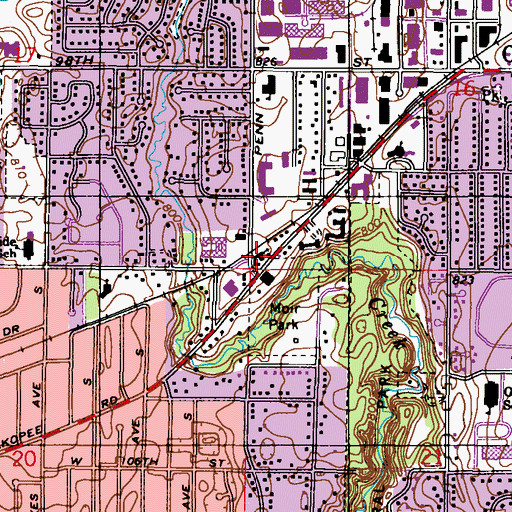 Topographic Map of Oak Grove Presbyterian Church, MN