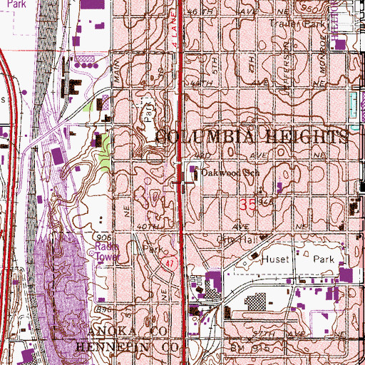 Topographic Map of Oak Hill Baptist Church, MN