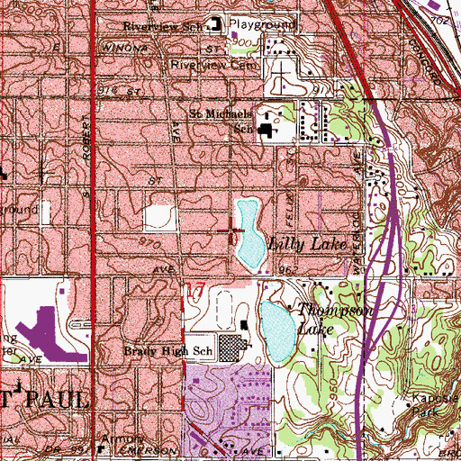 Topographic Map of Oakdale Community Church, MN