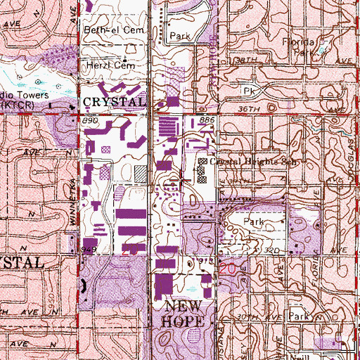 Topographic Map of Olivet Baptist Church, MN