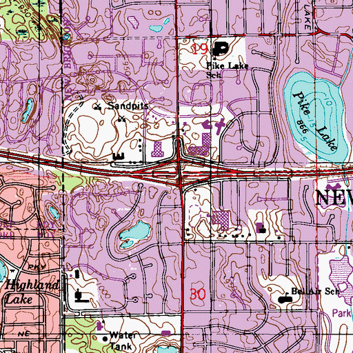 Topographic Map of Interchange 39, MN