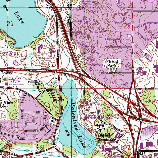 Topographic Map of Interchange 42B, MN
