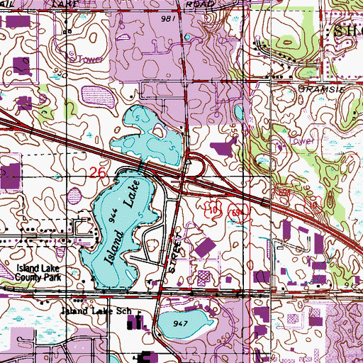 Topographic Map of Interchange 43B, MN