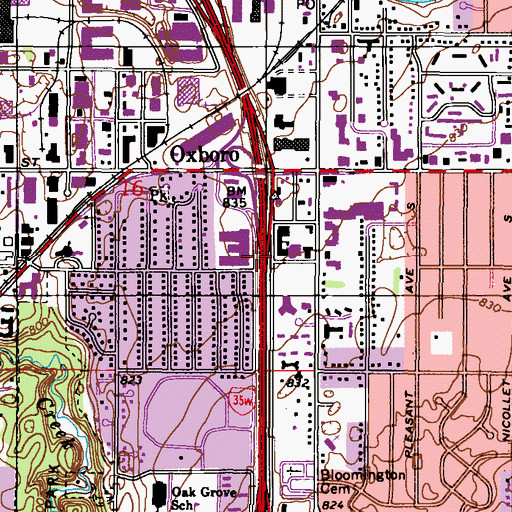 Topographic Map of Interchange 5, MN