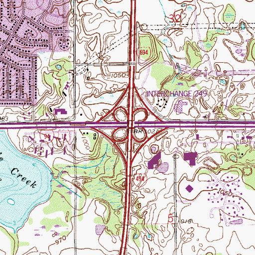 Topographic Map of Interchange 58A and 58B, MN