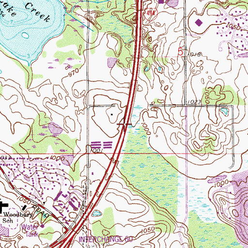 Topographic Map of Interchange 58C, MN