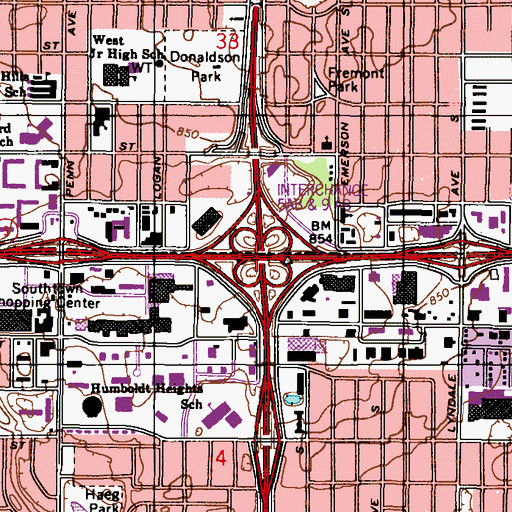 Topographic Map of Interchange 5A, MN