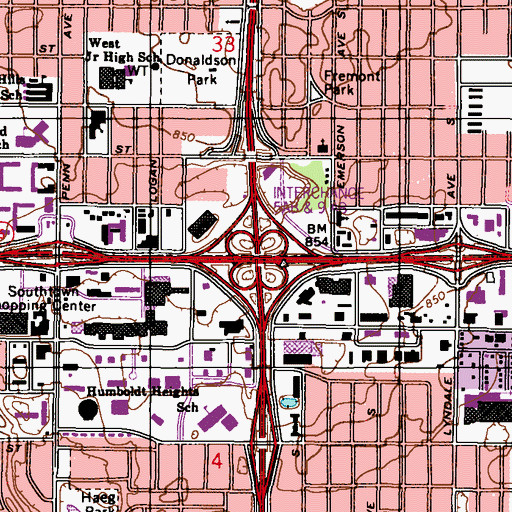 Topographic Map of Interchange 5B, MN