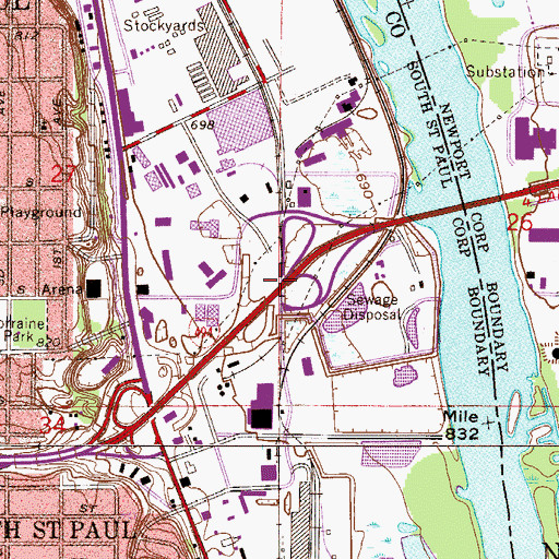 Topographic Map of Interchange 64A, MN
