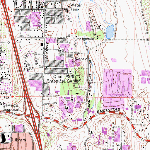 Topographic Map of Quail Park Botanical Garden, CA