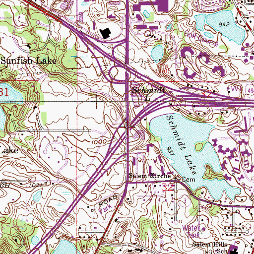 Topographic Map of Interchange 67, MN
