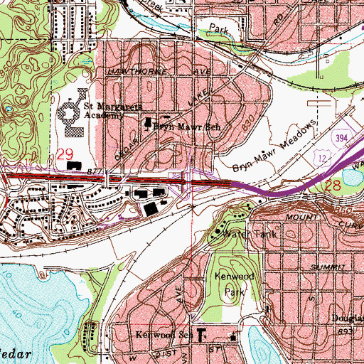 Topographic Map of Interchange 7, MN