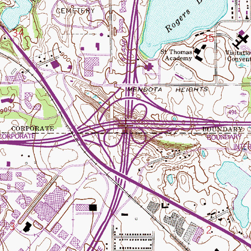 Topographic Map of Interchange 70, MN