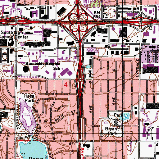 Topographic Map of Interchange 8, MN