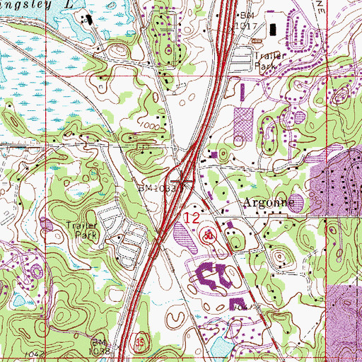 Topographic Map of Interchange 85, MN