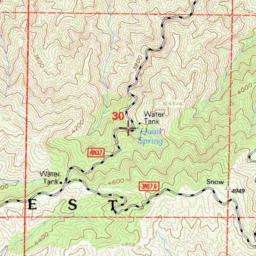Topographic Map of Quail Spring, CA