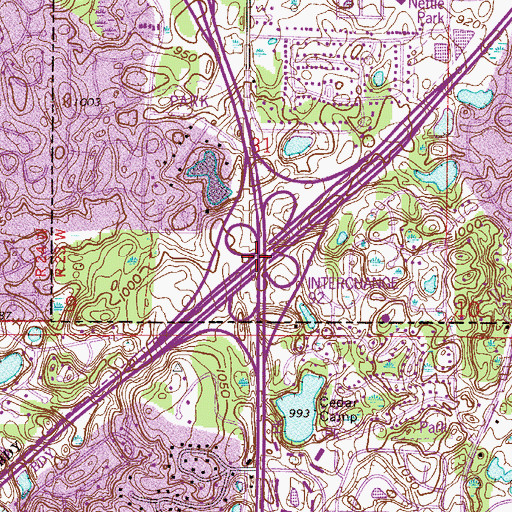 Topographic Map of Interchange 92A and 92B, MN