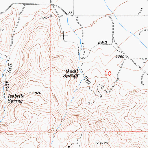 Topographic Map of Quail Spring, CA