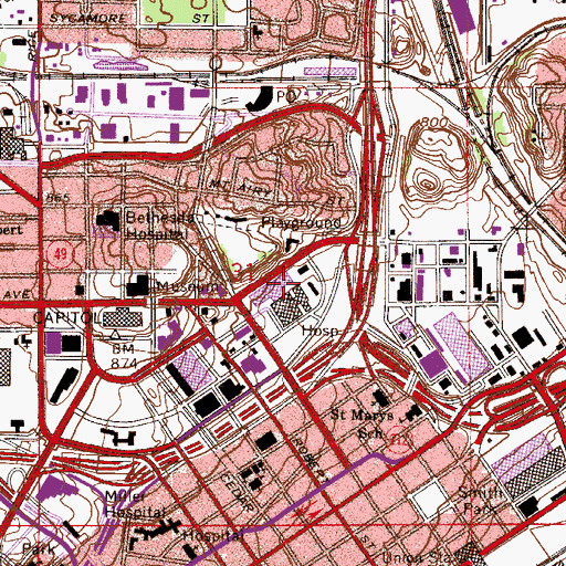 Topographic Map of Gillet Hospital, MN