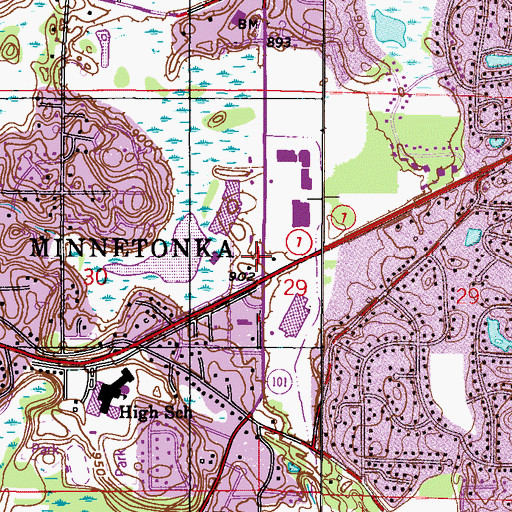 Topographic Map of 7-Hi Shopping Center, MN