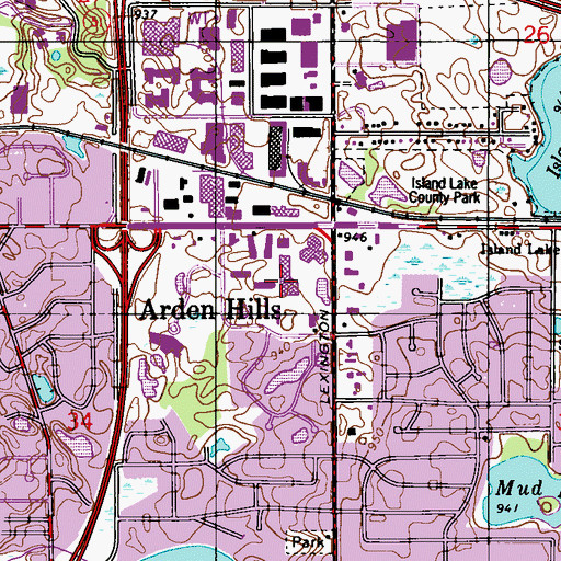 Topographic Map of Arden Plaza Shopping Center, MN
