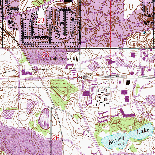 Topographic Map of Aurora Village Center Shopping Center, MN