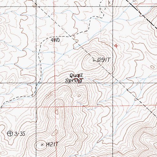 Topographic Map of Quail Spring, CA