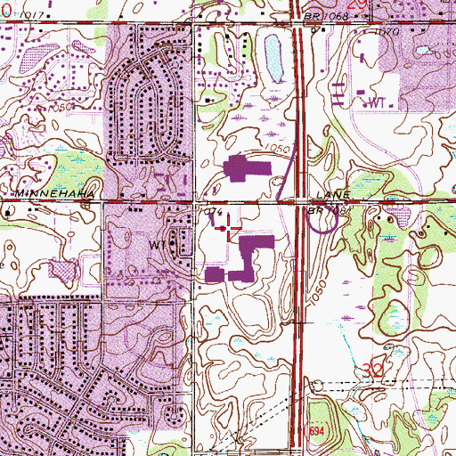 Topographic Map of Bergen Plaza Shopping Center, MN