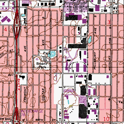 Topographic Map of Bloomington Shoppes Shopping Center, MN