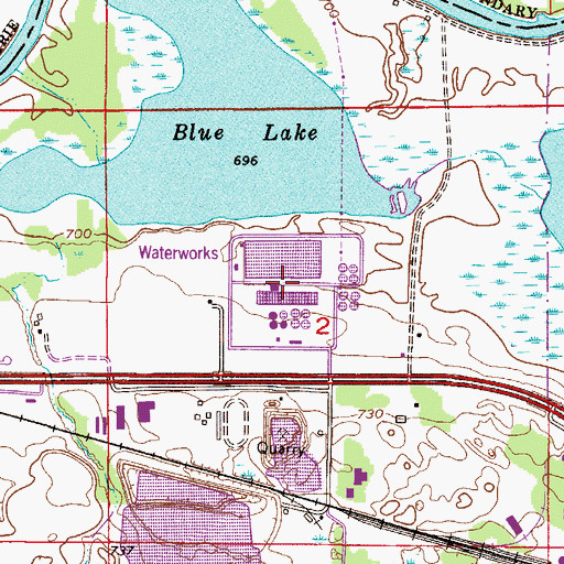 Topographic Map of Blue Lake Water Treatment Facility, MN