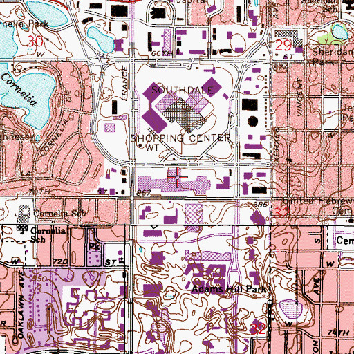 Topographic Map of Brandon Square Shopping Center, MN