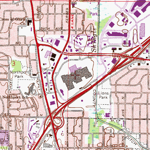 Topographic Map of Brookdale Shopping Center, MN