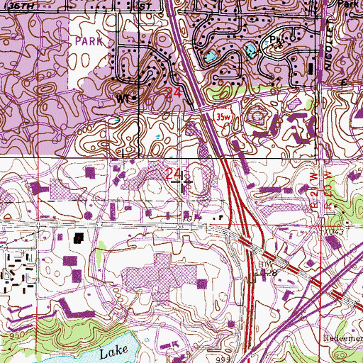 Topographic Map of Burnsville Marketplace Shopping Center, MN