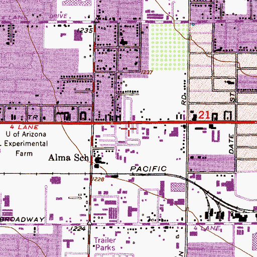 Topographic Map of Citrus Grove Trailer Court, AZ