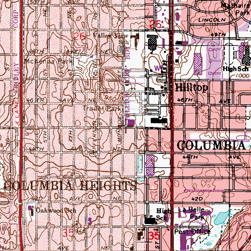 Topographic Map of Central Plaza Shopping Center, MN