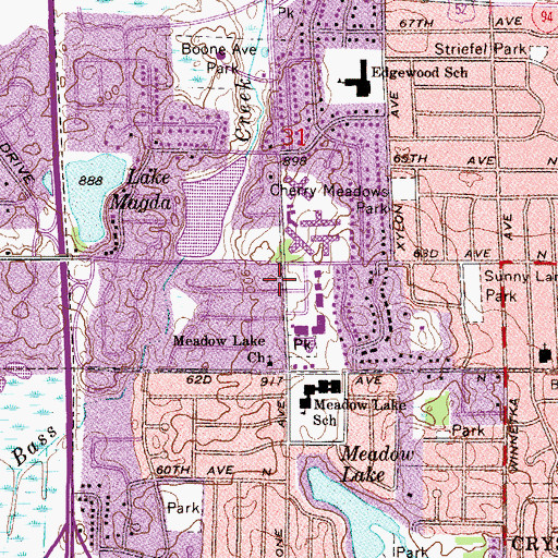 Topographic Map of Cherokee Center Shopping Center, MN