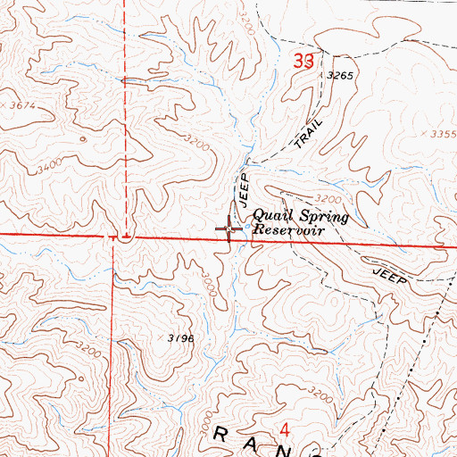 Topographic Map of Quail Spring Reservoir, CA
