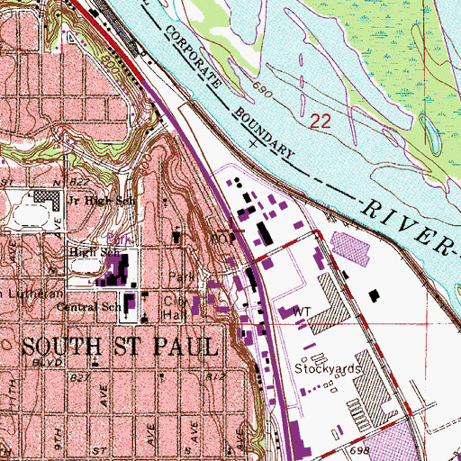 Topographic Map of Concord Mall Shopping Center, MN