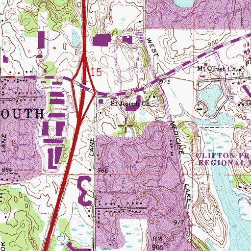 Topographic Map of Cottonwood Plaza Shopping Center, MN