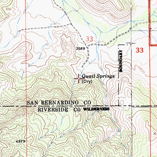 Topographic Map of Quail Springs, CA