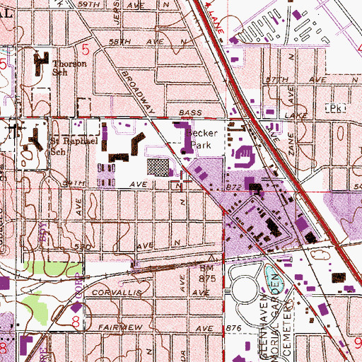 Topographic Map of Crystal Gallery Mall Shopping Center, MN