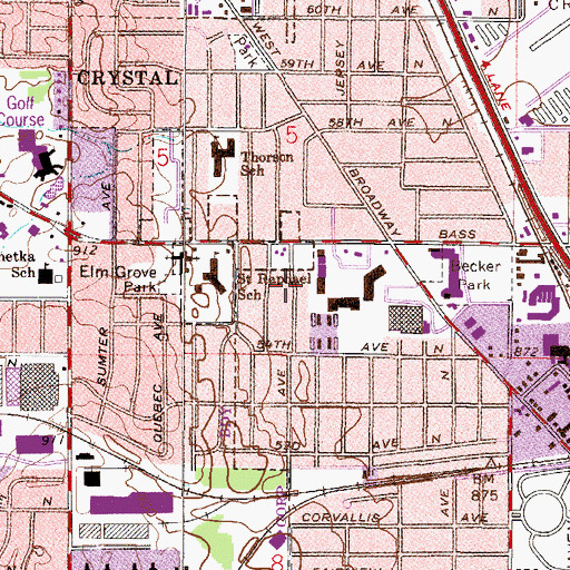 Topographic Map of Crystal Shopping Center, MN