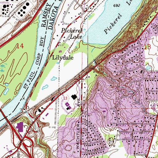 Topographic Map of Diamond Jims Shopping Center, MN