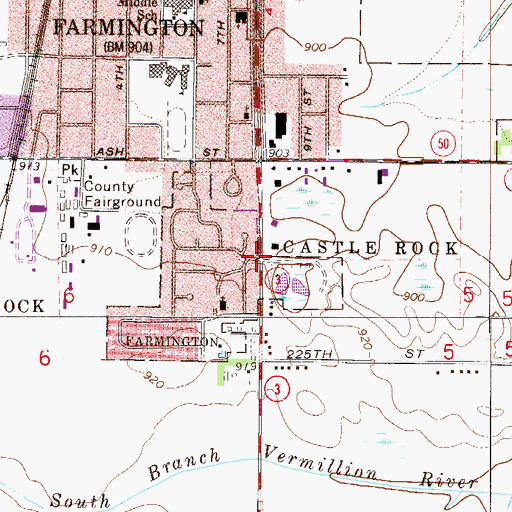 Topographic Map of Farmington Mall Shopping Center, MN