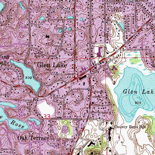 Topographic Map of Glen Lake Center Shopping Center, MN