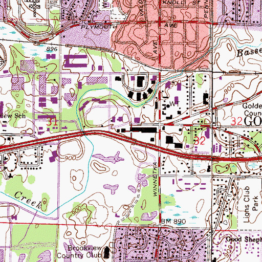Topographic Map of Golden Valley Shopping Center, MN