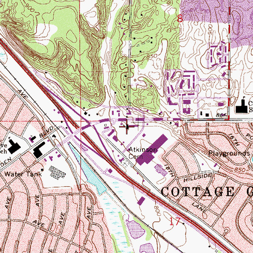 Topographic Map of Grove Plaza Shopping Center, MN