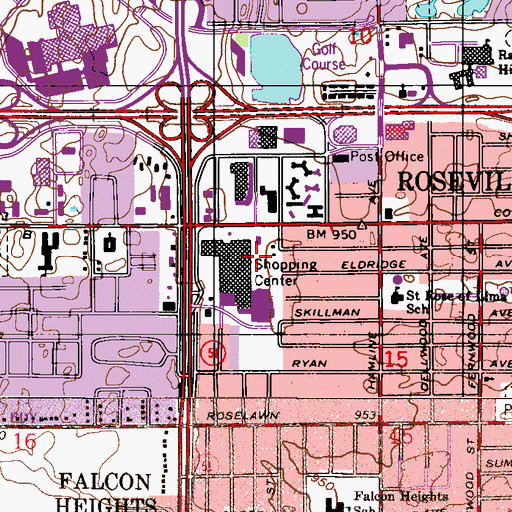 Topographic Map of Har Mar Mall Shopping Center, MN